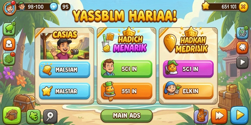 Tangkapan layar menunjukkan karakter utama dalam aksi penuh warna.